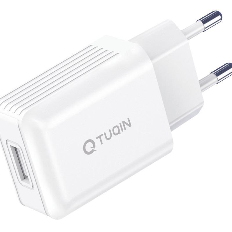 TUQIN QE44 Φορτιστής με Θύρα USB-A & Καλώδιο USB-A σε Type-C Γρήγορης Φόρτισης 1m - Χρώμα: Λευκό