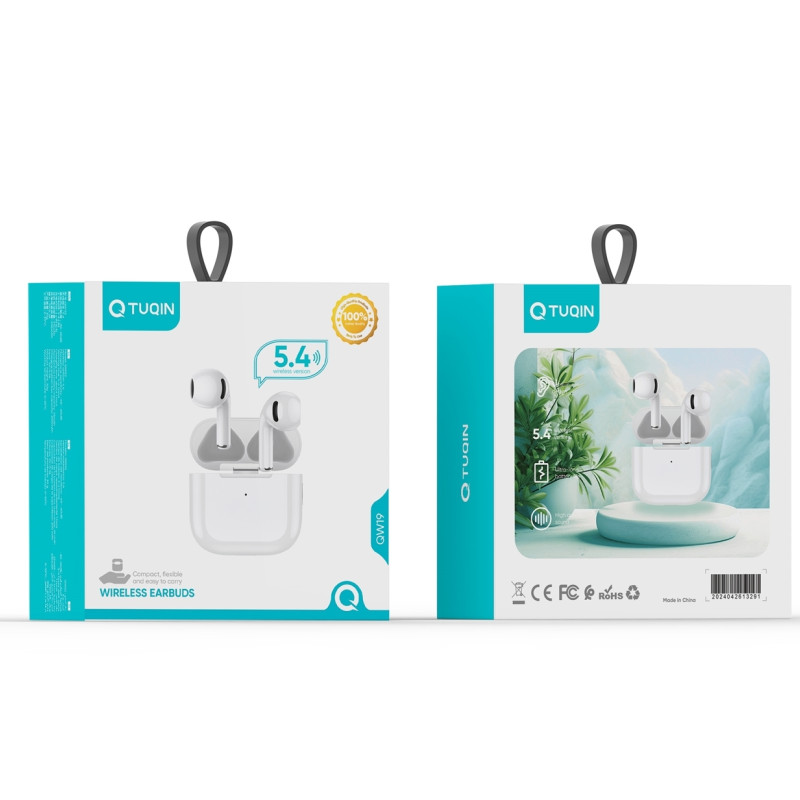 TUQIN QW19 Ασύρματα Bluetooth Ακουστικά TWS V5.4 με Θήκη Φόρτισης - Χρώμα: Λευκό