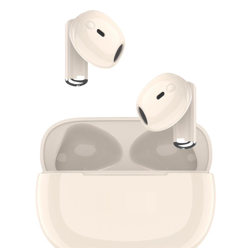 TUQIN QW17 Airpods Ασύρματα Bluetooth Ακουστικά με Αντοχή στον Ιδρώτα & Θήκη Φόρτισης - Χρώμα: Μπεζ