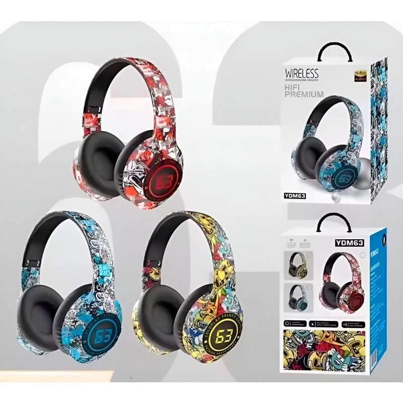 O-LONNIE YDM63 Ασύρματα Bluetooth Ακουστικά Graffiti με Θύρα Φόρτισης Type-C - Χρώμα: Μπλε