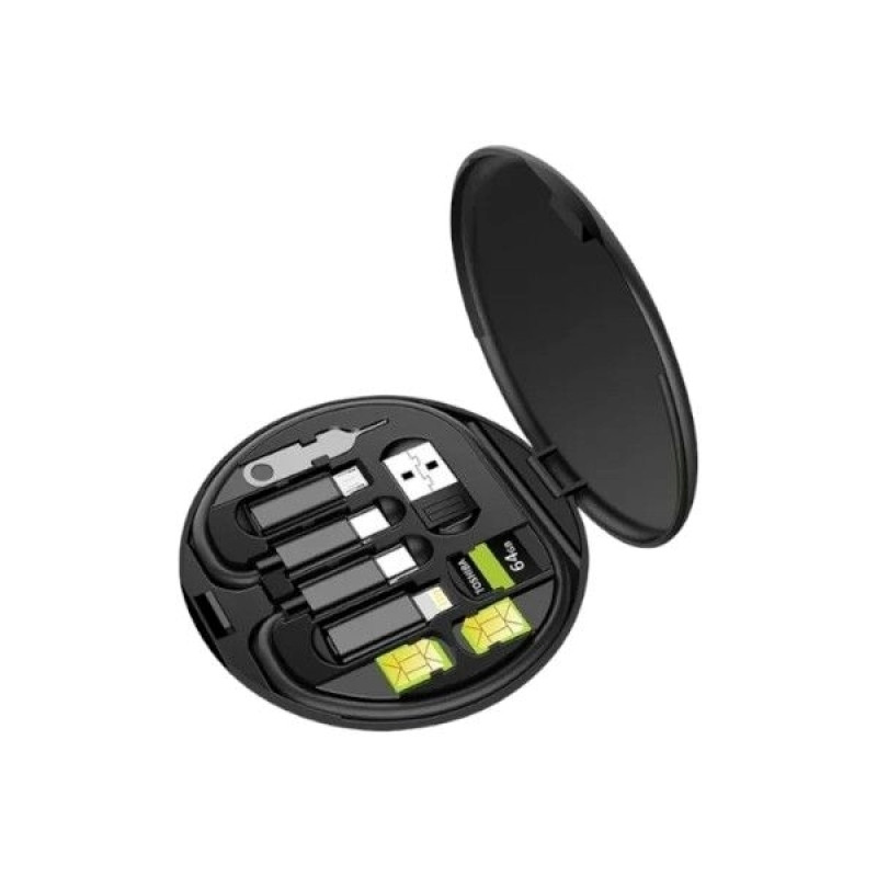 YESPLUS YS-844 High Quality Multifunctional Fast Charging Data Cable Box - Color: Black