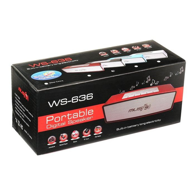 Wster WS-636 Μίνι Bluetooth Ηχείο - Χρώμα: Κόκκινο