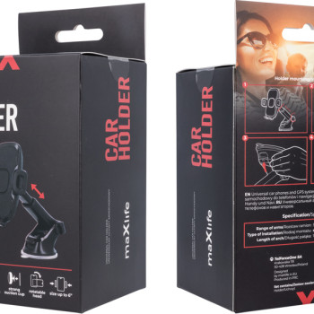 MaXlife MXCH-03 Βάση Κινητού με Βεντούζα για Αυτοκίνητο με Ρυθμιζόμενα Άγκιστρα - Χρώμα: Μαύρο
