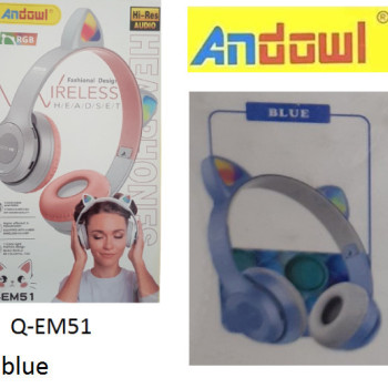 Andowl Q-EM51 Ασύρματα / Ενσύρματα On Ear Ακουστικά - Χρώμα: Μπλε