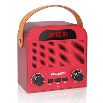 Fineblue FM-888 Ασύρματο Bluetooth Ηχείο Hi-Fi Stereo με Ρολόι AUX/FM/TF Card - Χρώμα: Κόκκινο