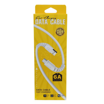 Fast Charging Καλώδιο K-92 6A Μεταφοράς Δεδομένων & Γρήγορης Φόρτισης με Θύρα USB-A σε Type-C 1m - Χρώμα: Λευκό