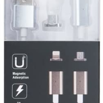 Καλώδιο Μαγνητικό LED USB σε Lightning 1m - Χρώμα: Ασημί