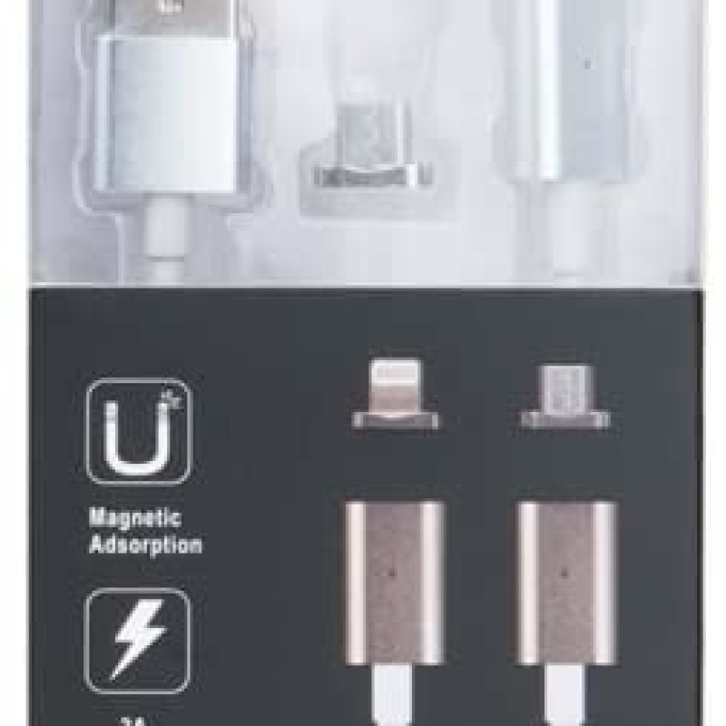 Καλώδιο Μαγνητικό LED USB σε Lightning 1m - Χρώμα: Ασημί