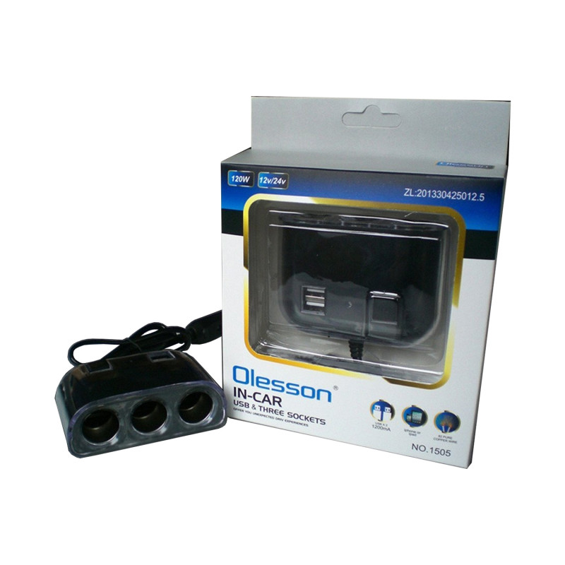 Olesson - InCar USB & Three Sockets no.1506 2 θύρες usb/3 πρίζες αυτοκινήτου