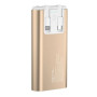 PZX V23 Power Bank 20000Mah με Διπλά Καλώδια Ενσωματωμένα σε Type C και Lightning Cables - Χρώμα: Χρυσό