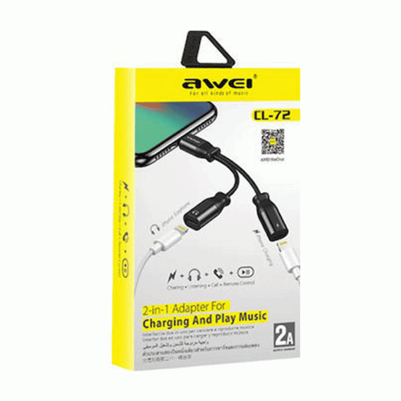 AWEI CL-72 Καλώδιο Lightning Αρσενικό σε Lightning 2x Θηλυκό - Χρώμα: Μαύρο