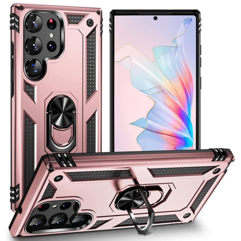 Σκληρή Θήκη Πλάτης Armor με Βάση Στήριξης για Samsung Galaxy S23 Ultra - Χρώμα: Ρόζ Χρυσό Σκληρή Θήκη Πλάτης Armor με Βάση Στήριξης για Samsung Galaxy S23 Ultra - Χρώμα: Ρόζ Χρυσό