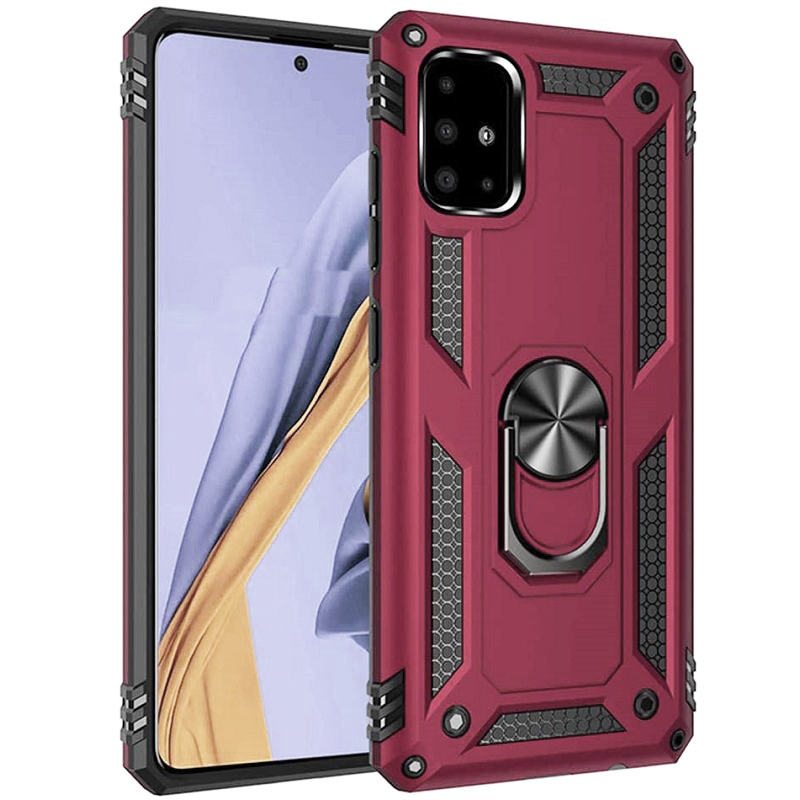 Σκληρή Θήκη Πλάτης Armor με Βάση Στήριξης για Samsung Galaxy A51 - Χρώμα: Μπορντό