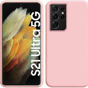 Θήκη Πλάτης Σιλικόνης Απλή για Samsung Galaxy S21 Ultra - Χρώμα: Ρόζ