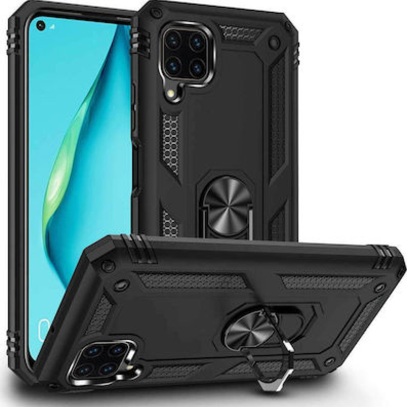 Σκληρή Θήκη Πλάτης Armor με Βάση Στήριξης για Huawei P40 Lite - Χρώμα: Μαύρο