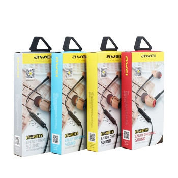 Wired Earphones Awei ES-80TY Wooden Dynamic Headset Ενσύρματα Ακουστικά - Χρώμα: Ασημί