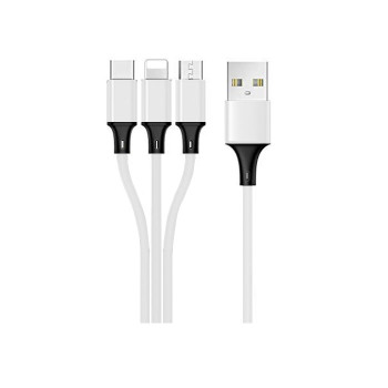 Καλώδιο Φόρτισης 1m Universal 3 σε 1 Micro USB/USB Type-C/Lightning Fast Charging Data Cable - Χρώμα: Ασημί Καλώδιο Φόρτισης 1m Universal 3 σε 1 Micro USB/USB Type-C/Lightning Fast Charging Data Cable - Χρώμα: Ασημί