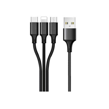 Καλώδιο Φόρτισης 1m Universal 3 σε 1 Micro USB/USB Type-C/Lightning Fast Charging Data Cable - Χρώμα: Μαύρο Καλώδιο Φόρτισης 1m Universal 3 σε 1 Micro USB/USB Type-C/Lightning Fast Charging Data Cable - Χρώμα: Μαύρο