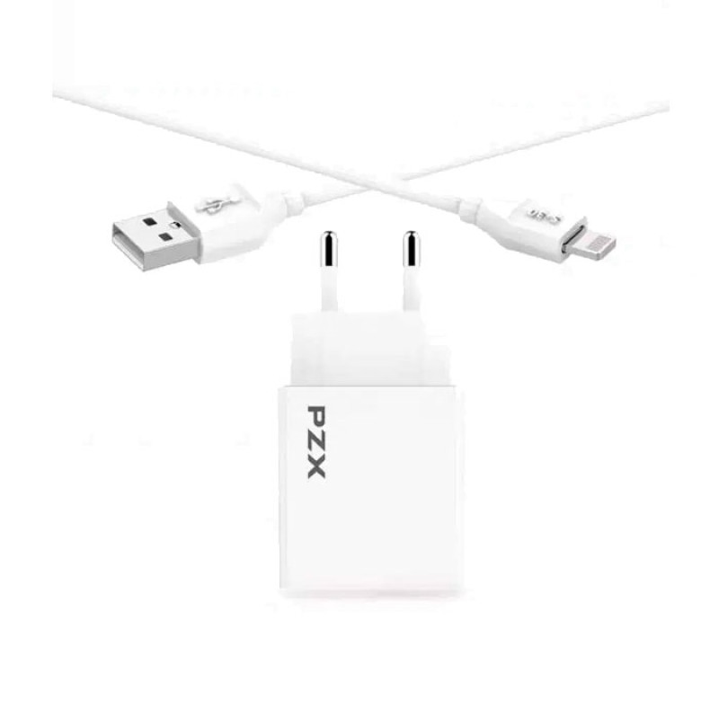 PZX C882E Φορτιστής Ταξιδιού USΒ και Καλώδιο Lightning Σετ / Traveling USB Charger with Charging Cable Lightning Set - Χρώμα: Λεύκο PZX C882E Φορτιστής Ταξιδιού USΒ και Καλώδιο Lightning Σετ / Traveling USB Charger with Charging Cable Lightning Set - Χρώμα: Λεύκο