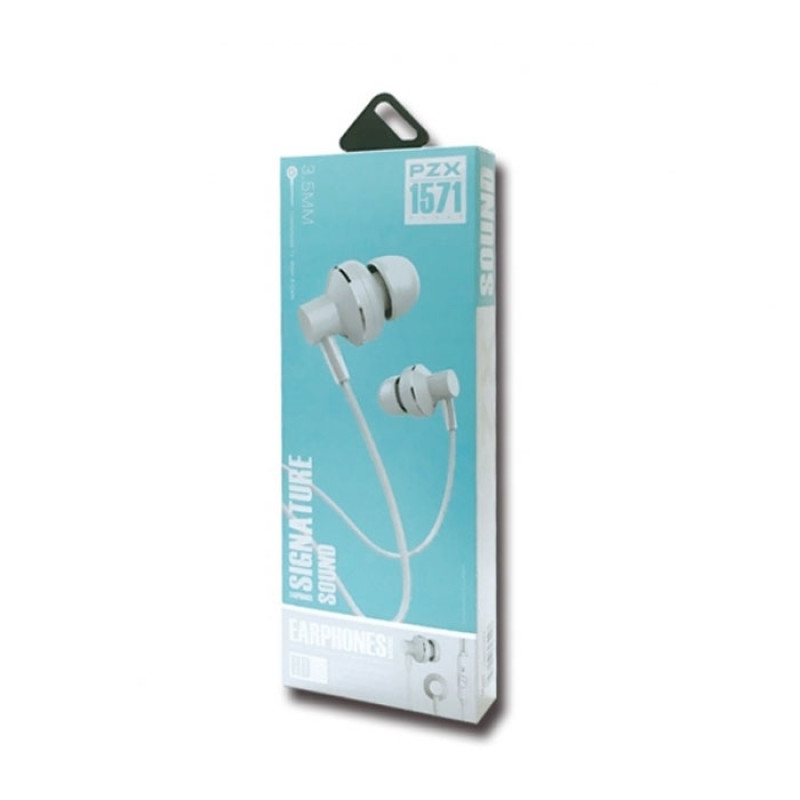 Wired Earphones PZX 1571 Stereo Headset Ενσύρματα Ακουστικά - Χρώμα: Λευκό Wired Earphones PZX 1571 Stereo Headset Ενσύρματα Ακουστικά - Χρώμα: Λευκό