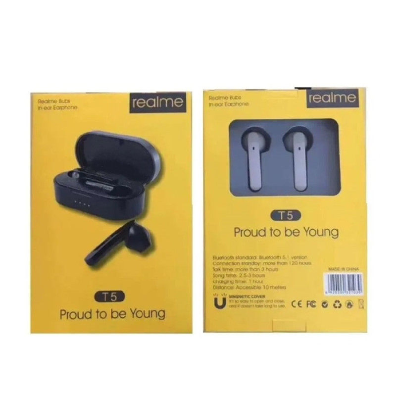 Realme Ακουστικά Bluetooth T5 - Χρώμα: Μαύρο