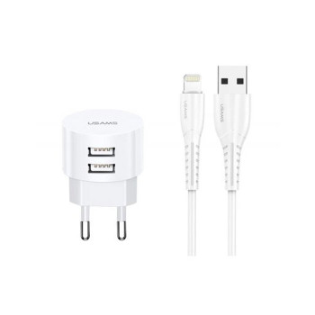 USAMS-XT T20 Φορτιστής Ταξιδιού με Δυο υποδοχές USΒ και Καλώδιο Lightning Σετ / Traveling Dual USB Charger with Charging Cable L USAMS-XT T20 Φορτιστής Ταξιδιού με Δυο υποδοχές USΒ και Καλώδιο Lightning Σετ / Traveling Dual USB Charger with Charging Cable L