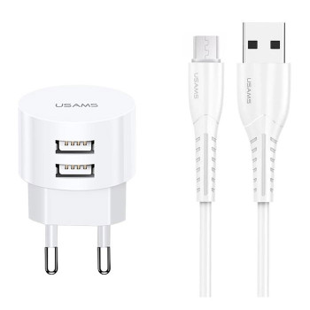 USAMS-XT T20 Φορτιστής Ταξιδιού με Δυο υποδοχές USΒ και Καλώδιο Micro USB Σετ / Traveling Dual USB Charger with Charging Cable M USAMS-XT T20 Φορτιστής Ταξιδιού με Δυο υποδοχές USΒ και Καλώδιο Micro USB Σετ / Traveling Dual USB Charger with Charging Cable M