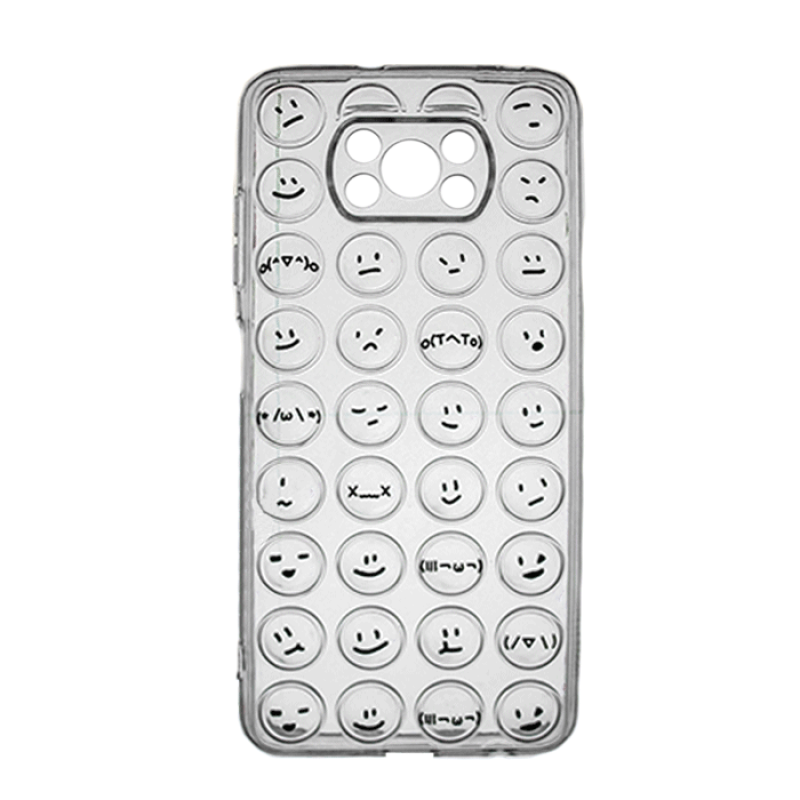 Θήκη Σιλικόνης με Emoji για Xiaomi Poco X3 - Χρώμα: Διάφανο