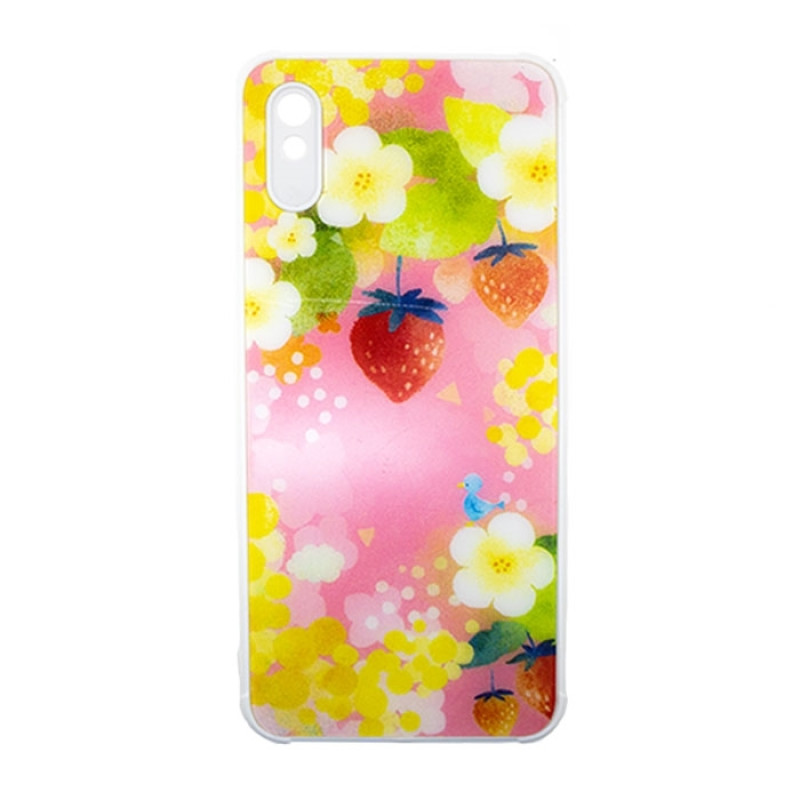 Θήκη Πλάτης Πλαστική με Σχέδια για Xiaomi Redmi 9A/9i/9AT - Χρώμα: Ρόζ με Φραουλίτσες