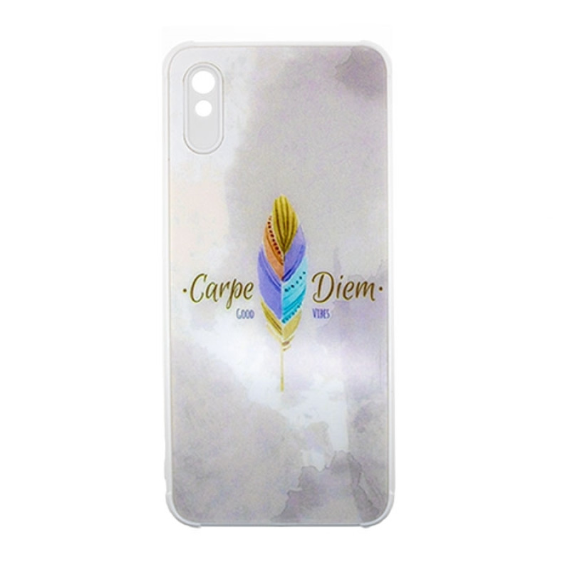 Θήκη Πλάτης Πλαστική με Σχέδια για Xiaomi Redmi 9A/9i/9AT - Χρώμα: Λευκό με Χρωματιστό Φτερό