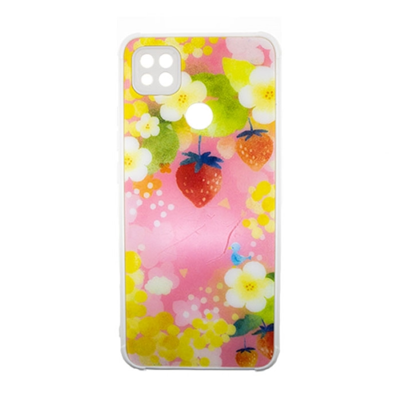 Θήκη Πλάτης Πλαστική με Σχέδια για Xiaomi Redmi 9C - Χρώμα: Ρόζ με Φραουλίτσες