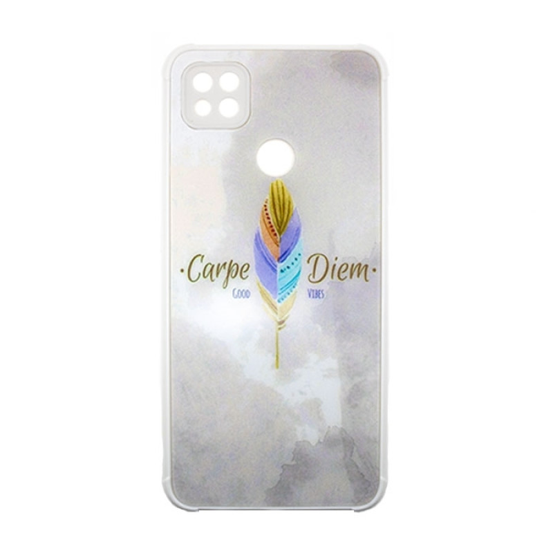 Θήκη Πλάτης Πλαστική με Σχέδια για Xiaomi Redmi 9C - Χρώμα: Λευκό με Χρωματιστό Φτερό