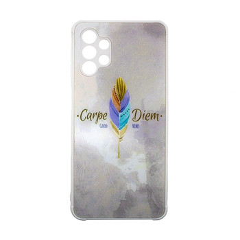 Θήκη Πλάτης Πλαστική με Σχέδια για Samsung Galaxy A32 4G - Χρώμα: Λευκό με Χρωματιστό Φτερό