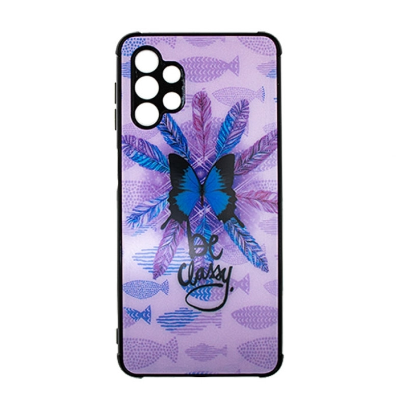 Θήκη Πλάτης Πλαστική με Σχέδια για Samsung Galaxy A32 4G - Χρώμα: Μωβ με Πεταλούδα Θήκη Πλάτης Πλαστική με Σχέδια για Samsung Galaxy A32 4G - Χρώμα: Μωβ με Πεταλούδα