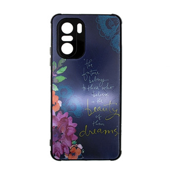 Θήκη Πλάτης Πλαστική με Σχέδια για Xiaomi Poco F3 5G - Χρώμα: Ναυτικό Μπλε με Λουλουδάκια