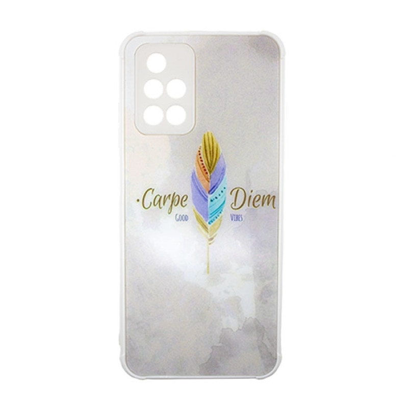 Θήκη Πλάτης Πλαστική με Σχέδια για Xiaomi Redmi 10 - Χρώμα: Λευκό με Χρωματιστό Φτερό