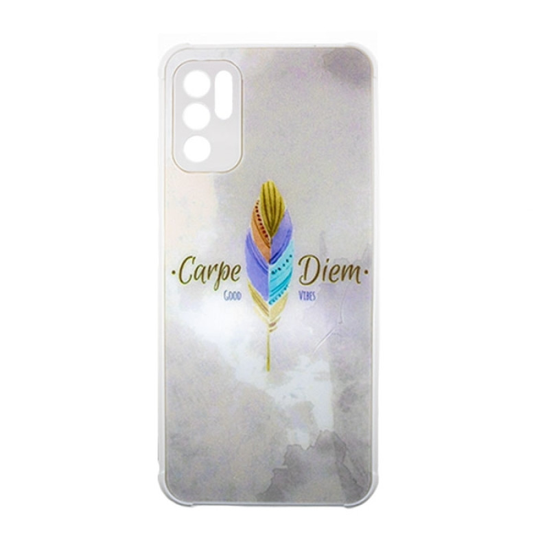 Θήκη Πλάτης Πλαστική με Σχέδια για Xiaomi Redmi Note 10 5G - Χρώμα: Λευκό με Χρωματιστό Φτερό