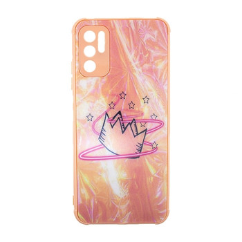 Θήκη Πλάτης Πλαστική με Σχέδια για Xiaomi Redmi Note 10 5G - Χρώμα: Απαλό Ρόζ με Στέμμα