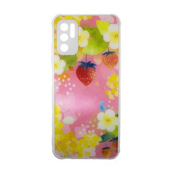 Θήκη Πλάτης Πλαστική με Σχέδια για Xiaomi Redmi Note 10 5G - Χρώμα: Ρόζ με Φραουλίτσες