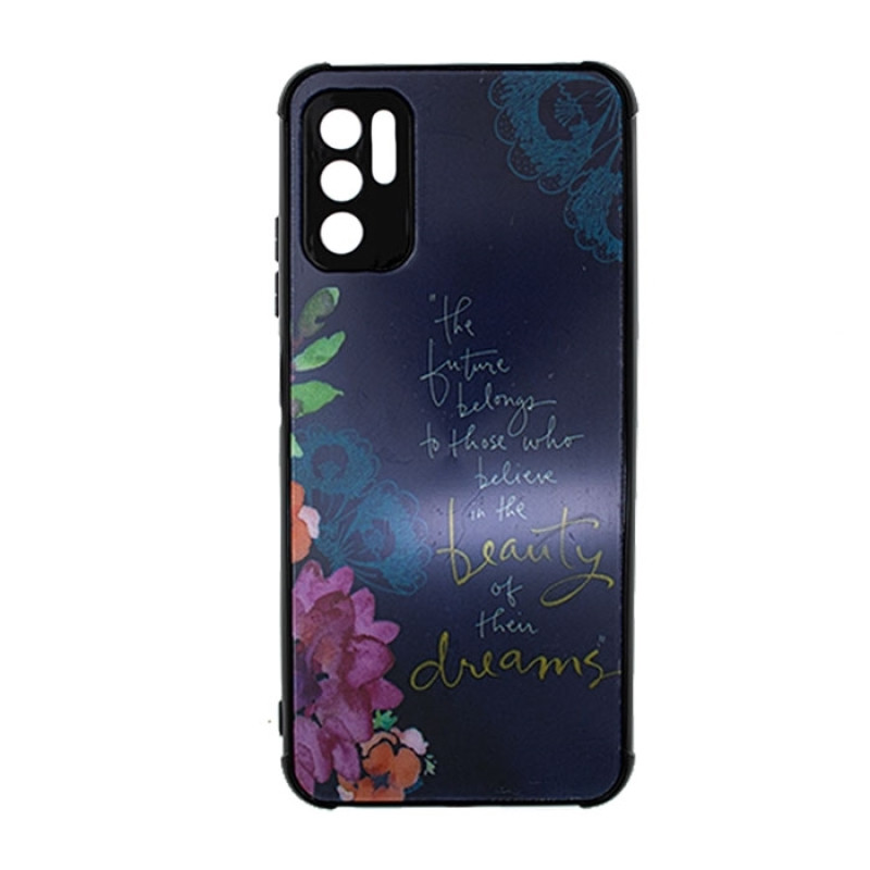 Θήκη Πλάτης Πλαστική με Σχέδια για Xiaomi Redmi Note 10 5G - Χρώμα: Ναυτικό Μπλε με Λουλουδάκια