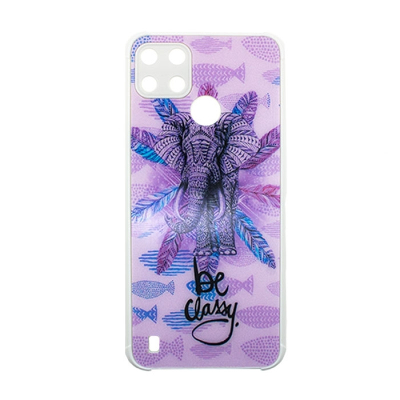 Θήκη Πλάτης Πλαστική με Σχέδια για Realme C21Y/ C25Y - Χρώμα: Μωβ με Ελεφαντάκι