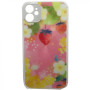 Θήκη Πλάτης Σιλικόνης Απλή για Apple iPhone 11 - Χρώμα: Ρόζ με Φραουλίτσες