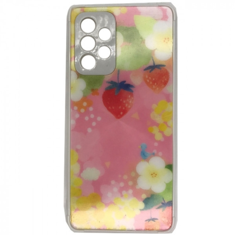 Θήκη Πλάτης Πλαστική με Σχέδια για Samsung Galaxy A52S - Χρώμα: Ρόζ με Φραουλίτσες