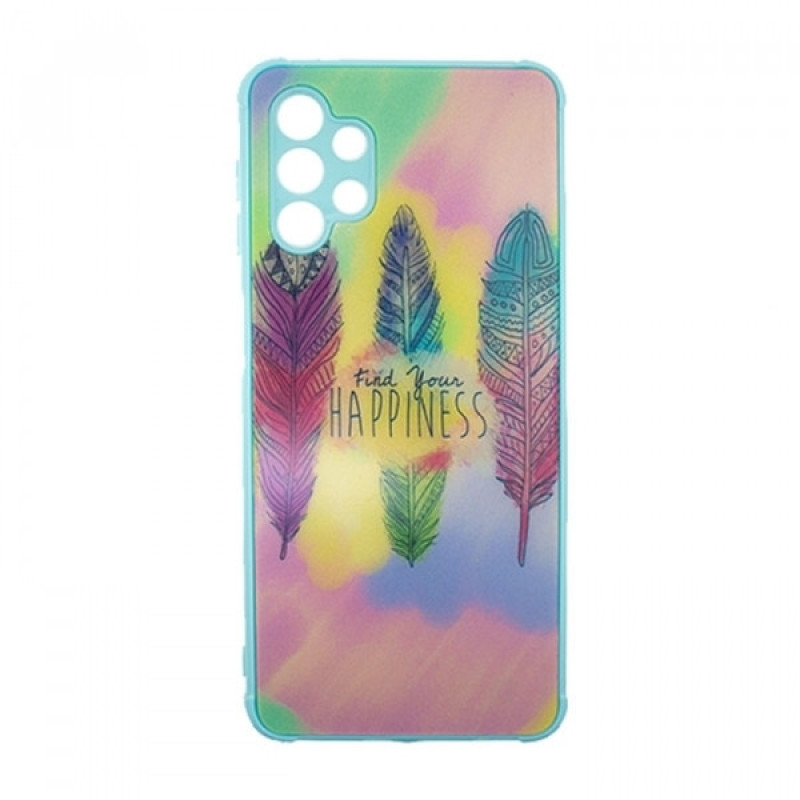 Θήκη Πλάτης Πλαστική με Σχέδια για Samsung Galaxy A32 4G A325 - Χρώμα: Γαλάζιο με Φτέρα