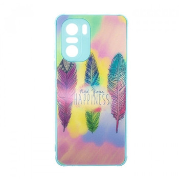 Θήκη Πλάτης Πλαστική με Σχέδια για Xiaomi Poco F3 - Χρώμα: Γαλάζιο με Φτέρα