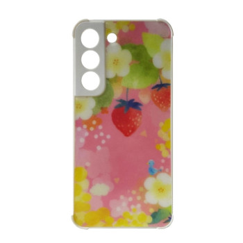 Θήκη Πλάτης Πλαστική με Σχέδια για Samsung Galaxy S22 - Χρώμα: Ρόζ με Φραουλίτσες