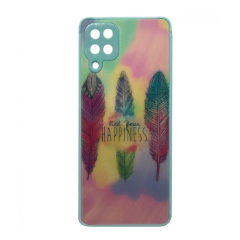 Θήκη Πλάτης Πλαστική με Σχέδια για Samsung Galaxy A12 A125 - Χρώμα: Γαλάζιο με Φτέρα