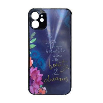 Θήκη Πλάτης Πλαστική με Σχέδια για Apple iPhone 11 - Χρώμα: Ναυτικό Μπλε με Λουλουδάκια