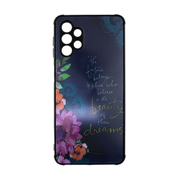 Θήκη Πλάτης Πλαστική με Σχέδια για Samsung Galaxy A32 5G - Χρώμα: Ναυτικό Μπλε με Λουλουδάκια