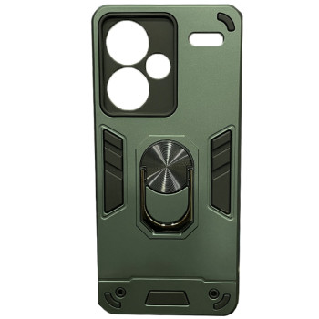 Σκληρή Θήκη Πλάτης Armor με Βάση Στήριξης για Xiaomi Redmi Note 13 Pro Plus - Χρώμα: Σκούρο Πράσινο